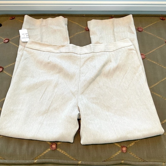 Larry Levine Pants Wide Leg High Rise Herringbone Cream Tan Plus NWT (18) - Picture 2 of 7